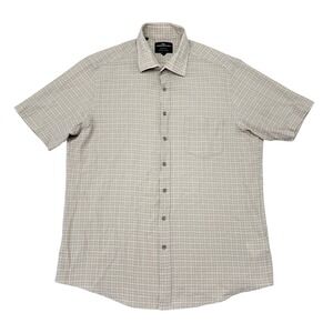 Rodd & Gunn Shirt Men Size Large Gray Checks Original Fit Cotton Gauze Button Up